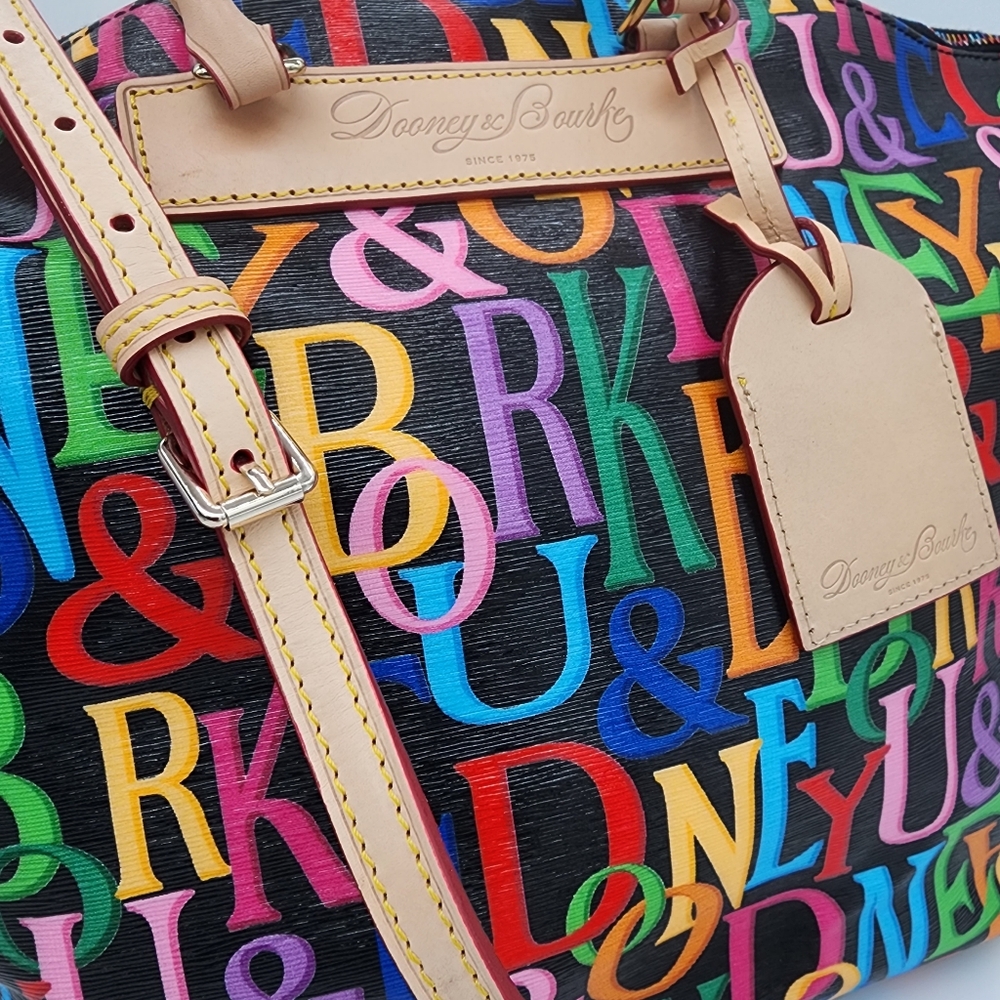 Dooney & Bourke Retro Grafica Vanessa Florentine Vacchetta Leather Tote Shoulder - Picture 15 of 16